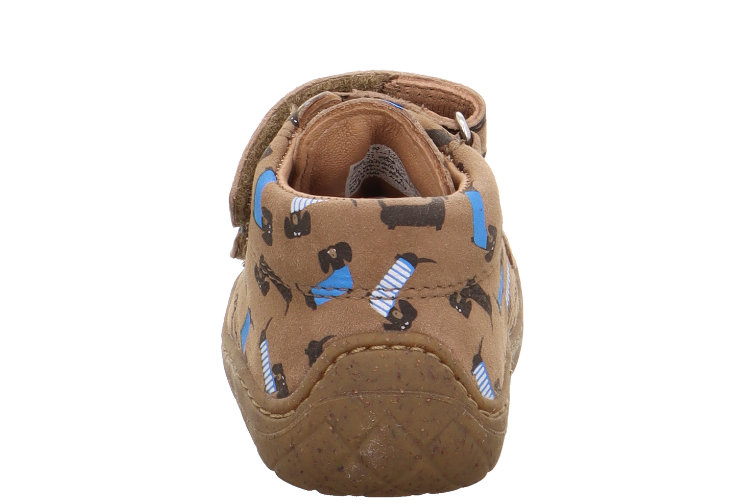 Saturnus Sausage Dog Print Brown Leather First Walking Boot