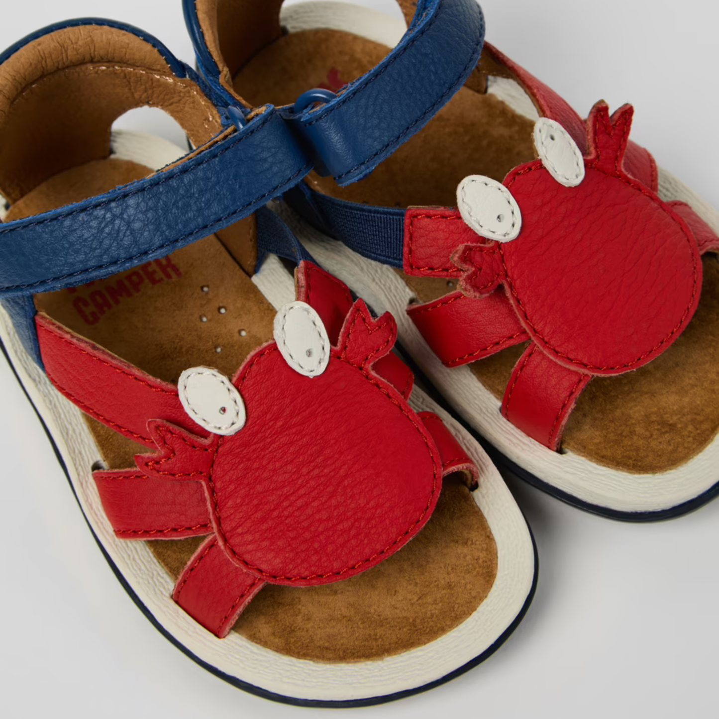 Bicho Twins Leather Crab Motif Leather Sandals