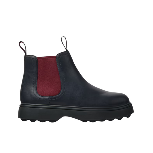 K Norte Kids Blue Leather Ankle Boots