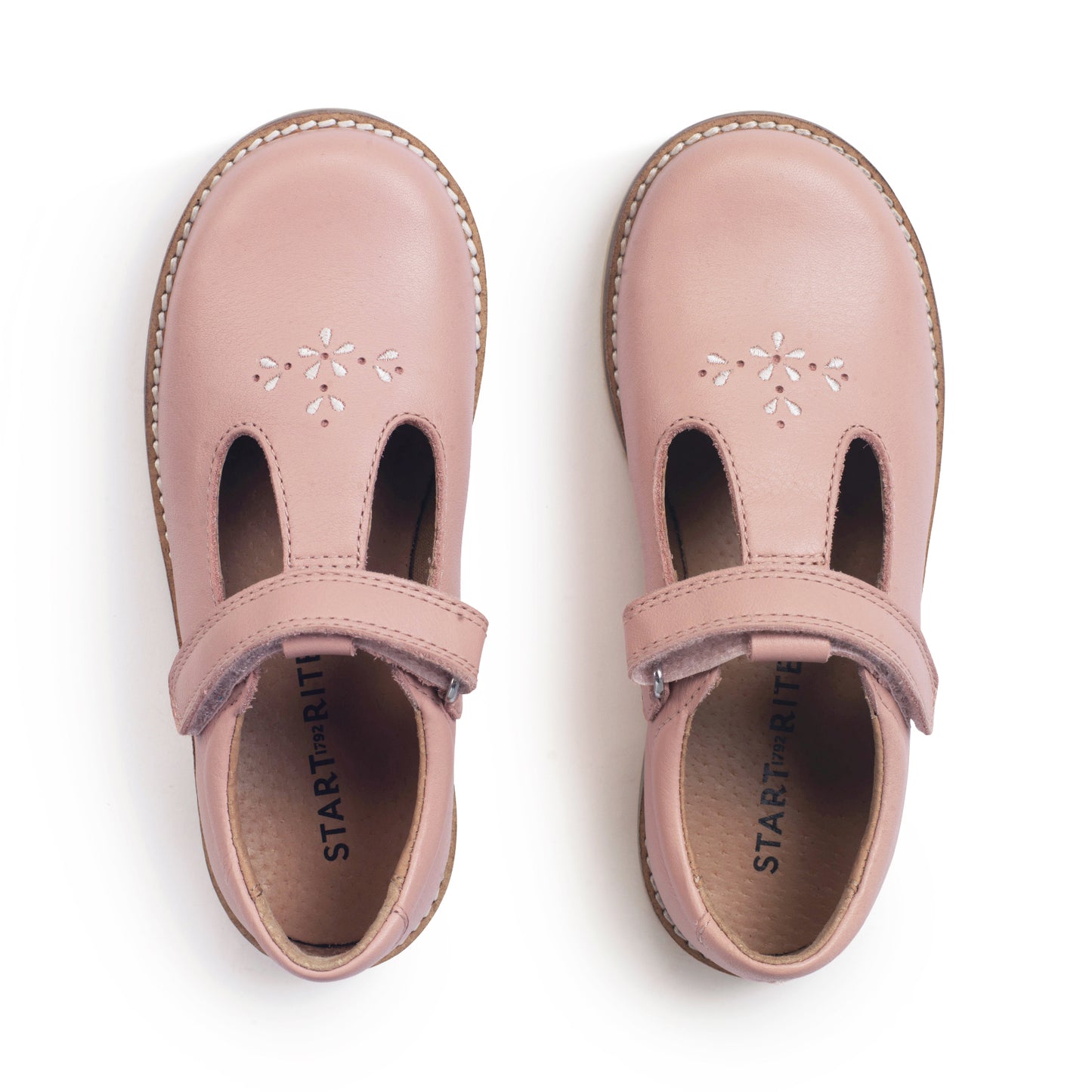 Luxe Girls Dusky Pink Leather Traditional Style T-Bar Shoe