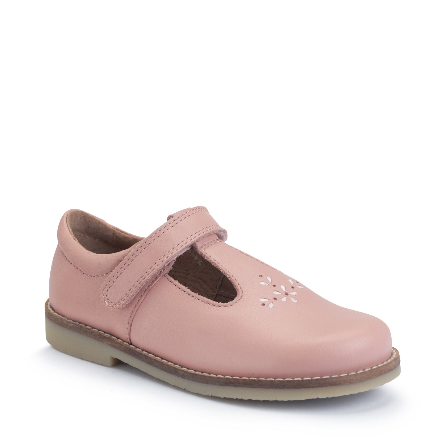 Luxe Girls Dusky Pink Leather Traditional Style T-Bar Shoe