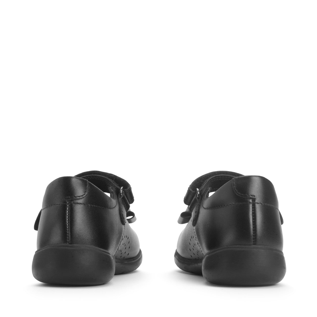 Bella Smooth Black Leather With Bow Girls School Shoe