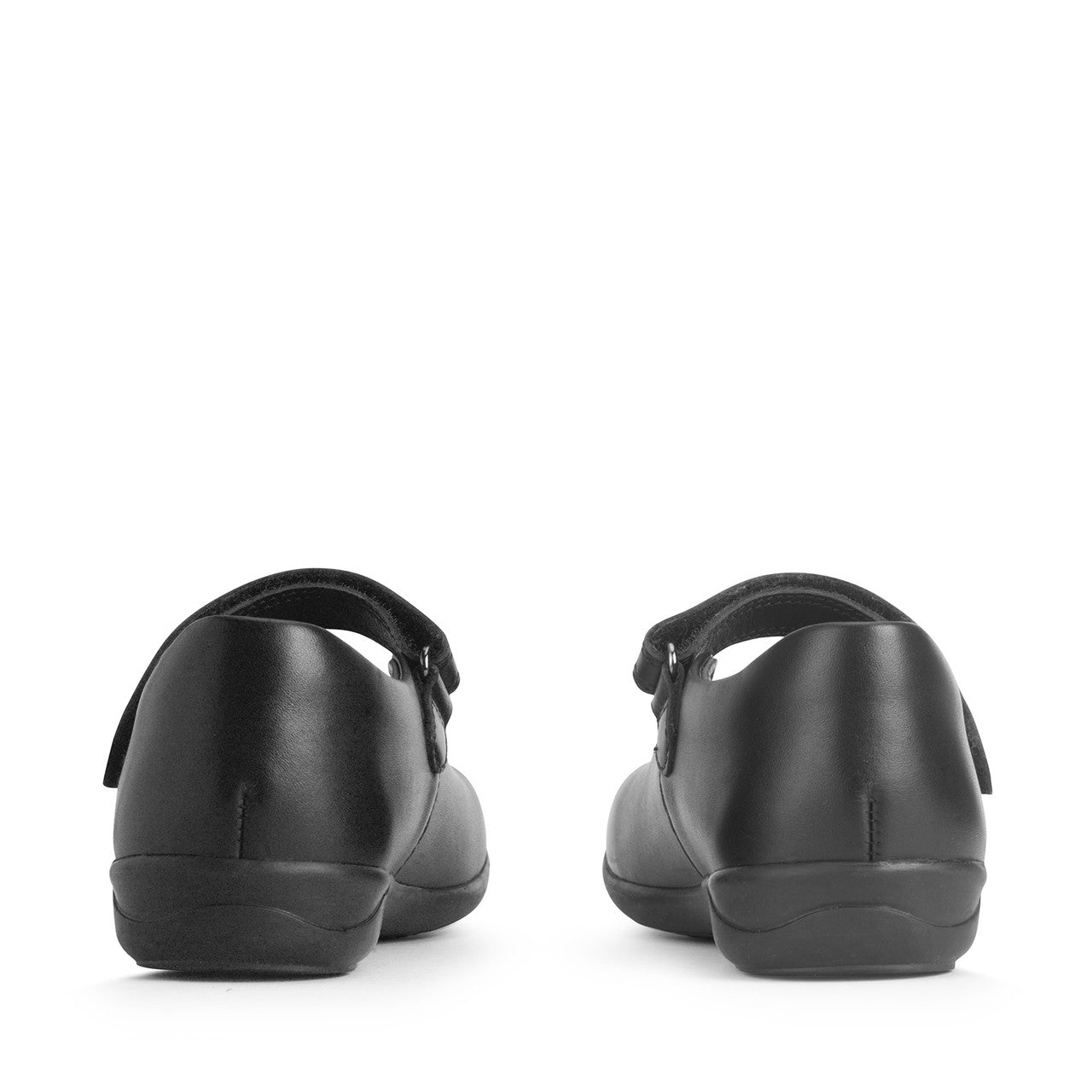 Ribbon Black Leather Girls School Shoe