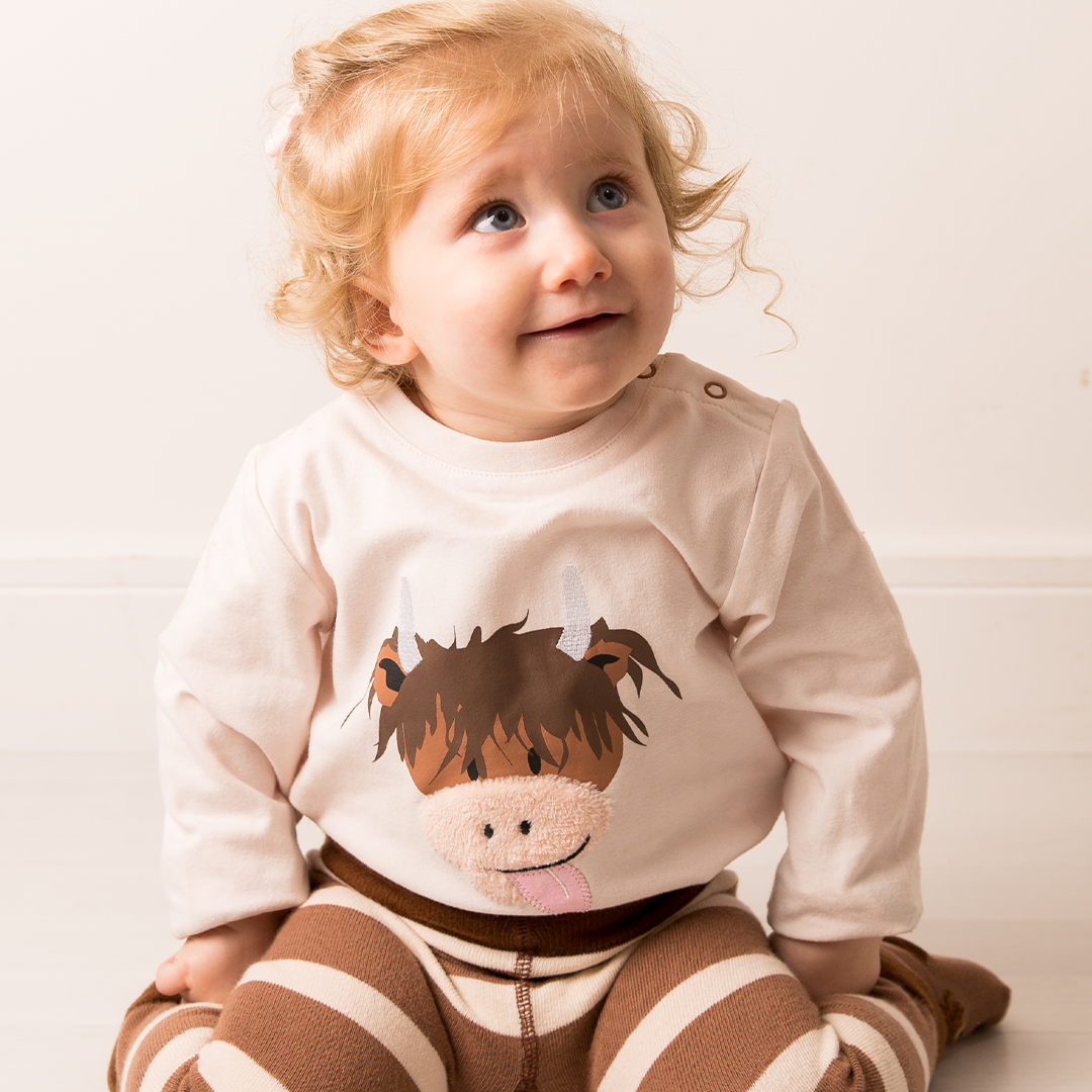 Neutral Hamish Cow Long Sleeve Top