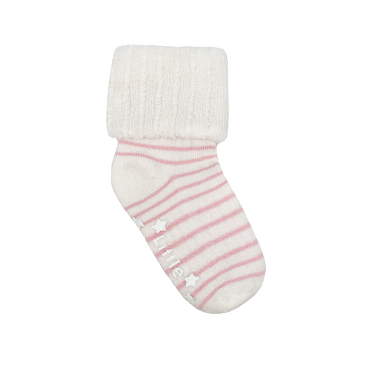 Non Slip Stay On Cosy Camellia Pink Stripe Terry Socks