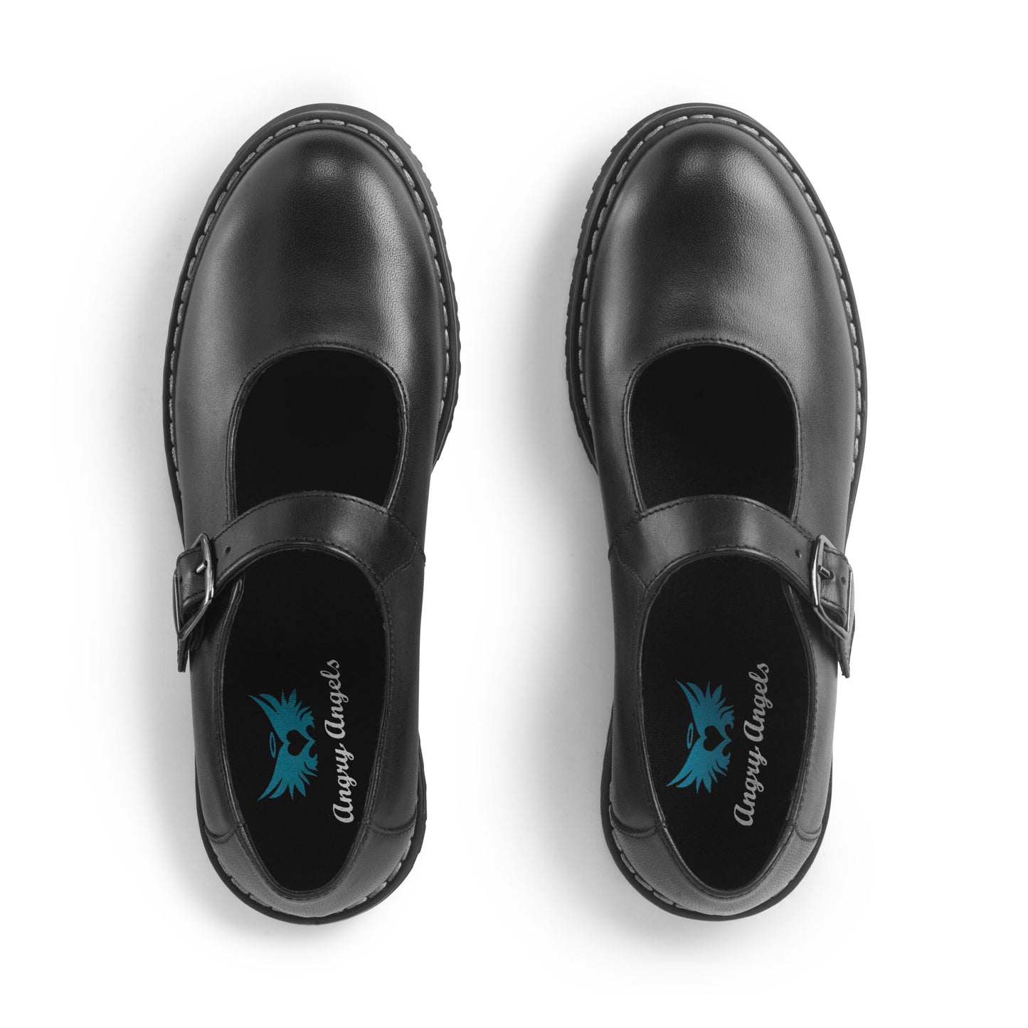 Embrace Black Leather Mary Jane Girls School Shoe