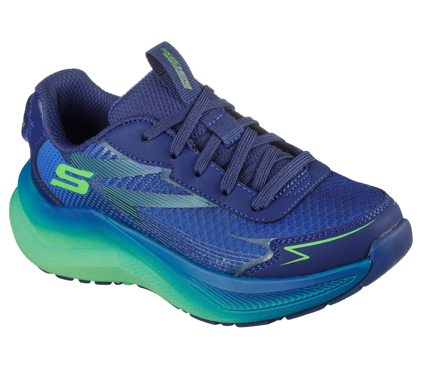Max Cushioning Ascender Stable Pace Blue Lime Lace Up Trainer