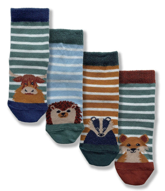 4pk Baby Woodland Animal Cotton Socks