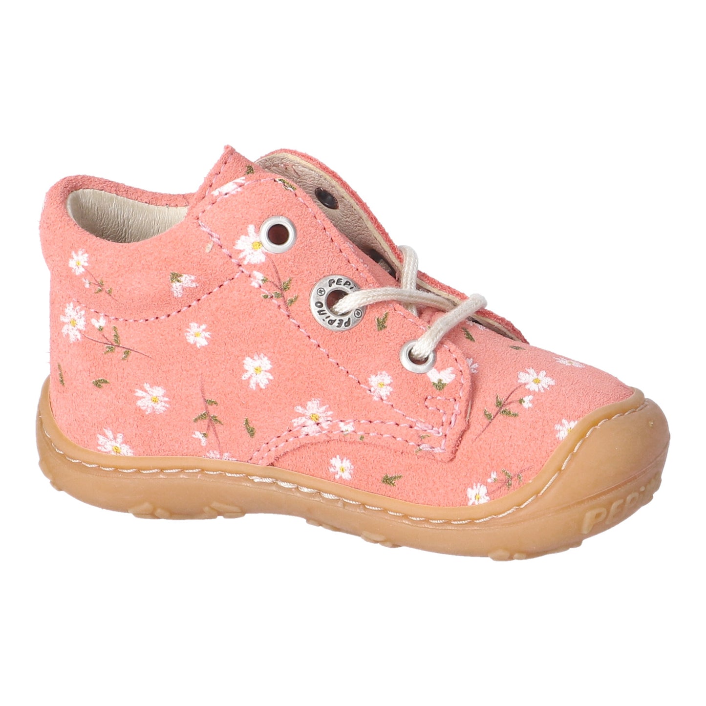 Dots Lace Up Strawberry Floral Pattern Nubuk Leather Shoe