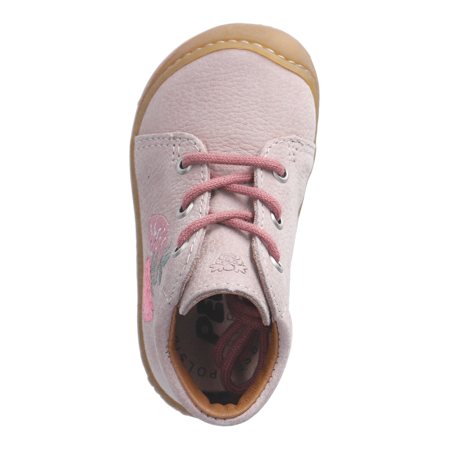 Mecki Pink Strawberry Lace Up Leather First Shoe