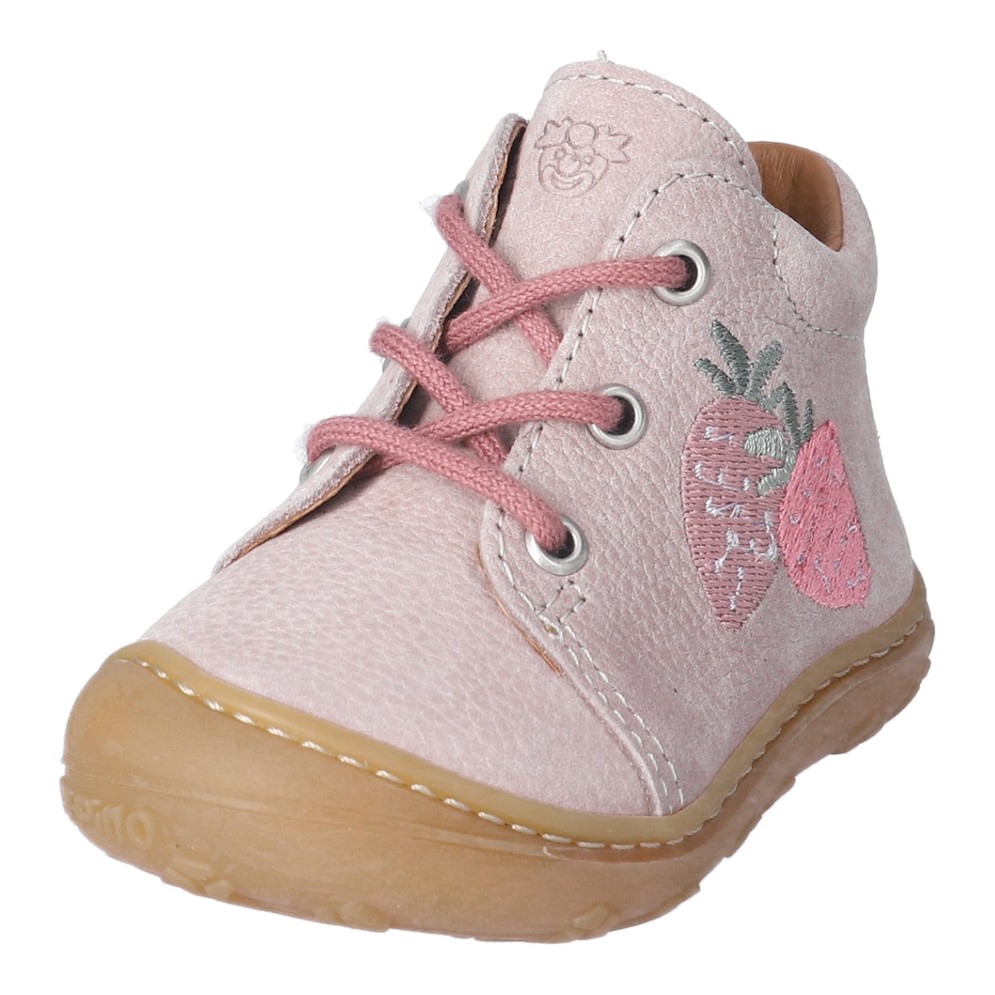 Mecki Pink Strawberry Lace Up Leather First Shoe