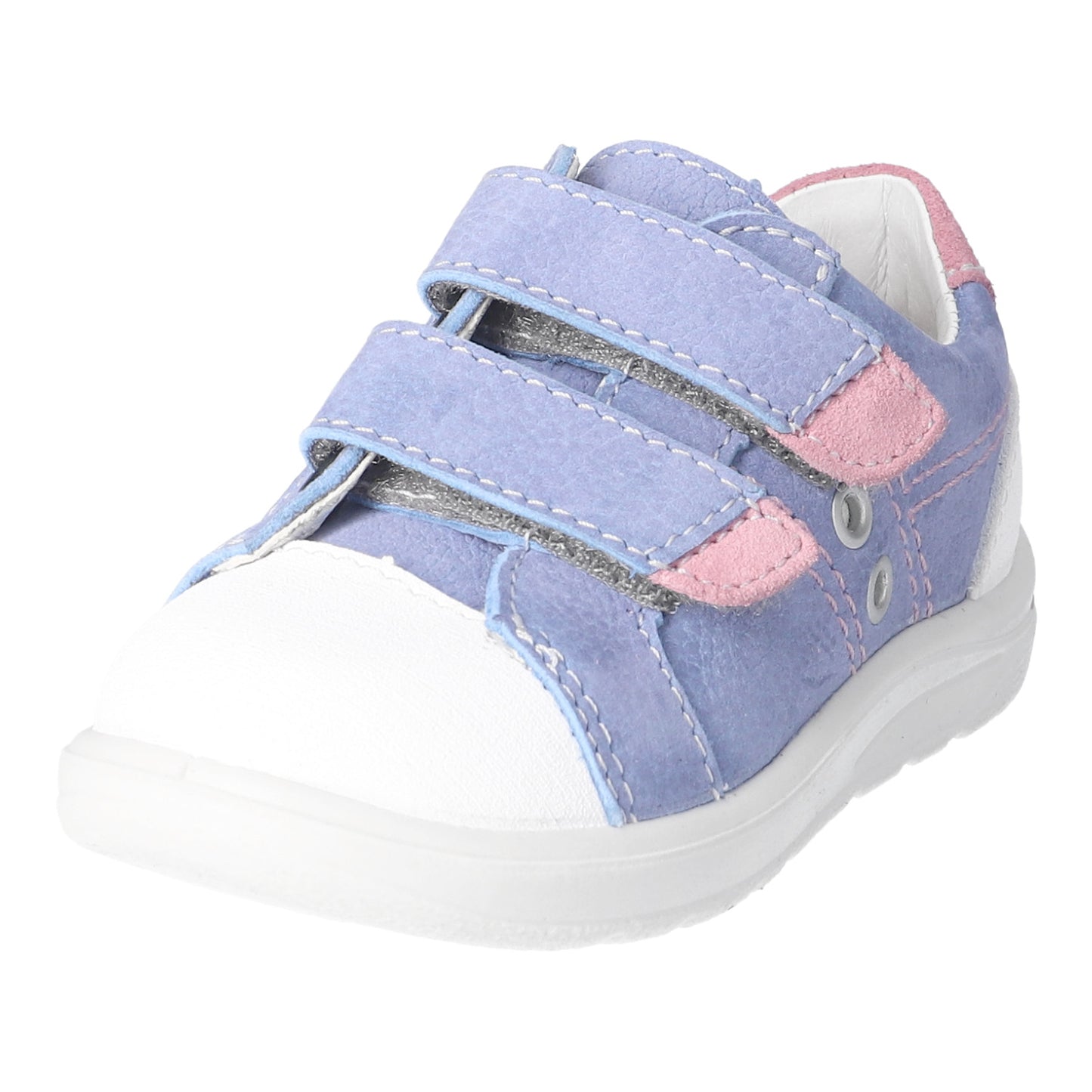 Nippy Leather Sneaker Shoe in Pale Cloud Blue and Pink