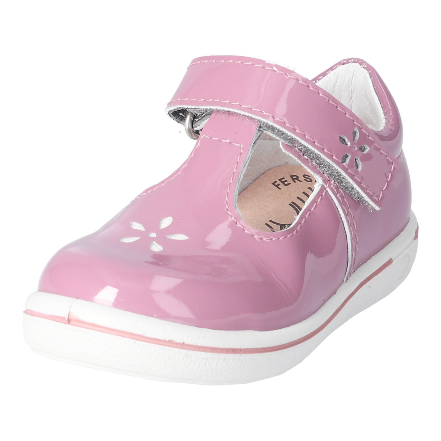 Winona Girl's T-Bar Shoe in Sugar Pink Patent Leather