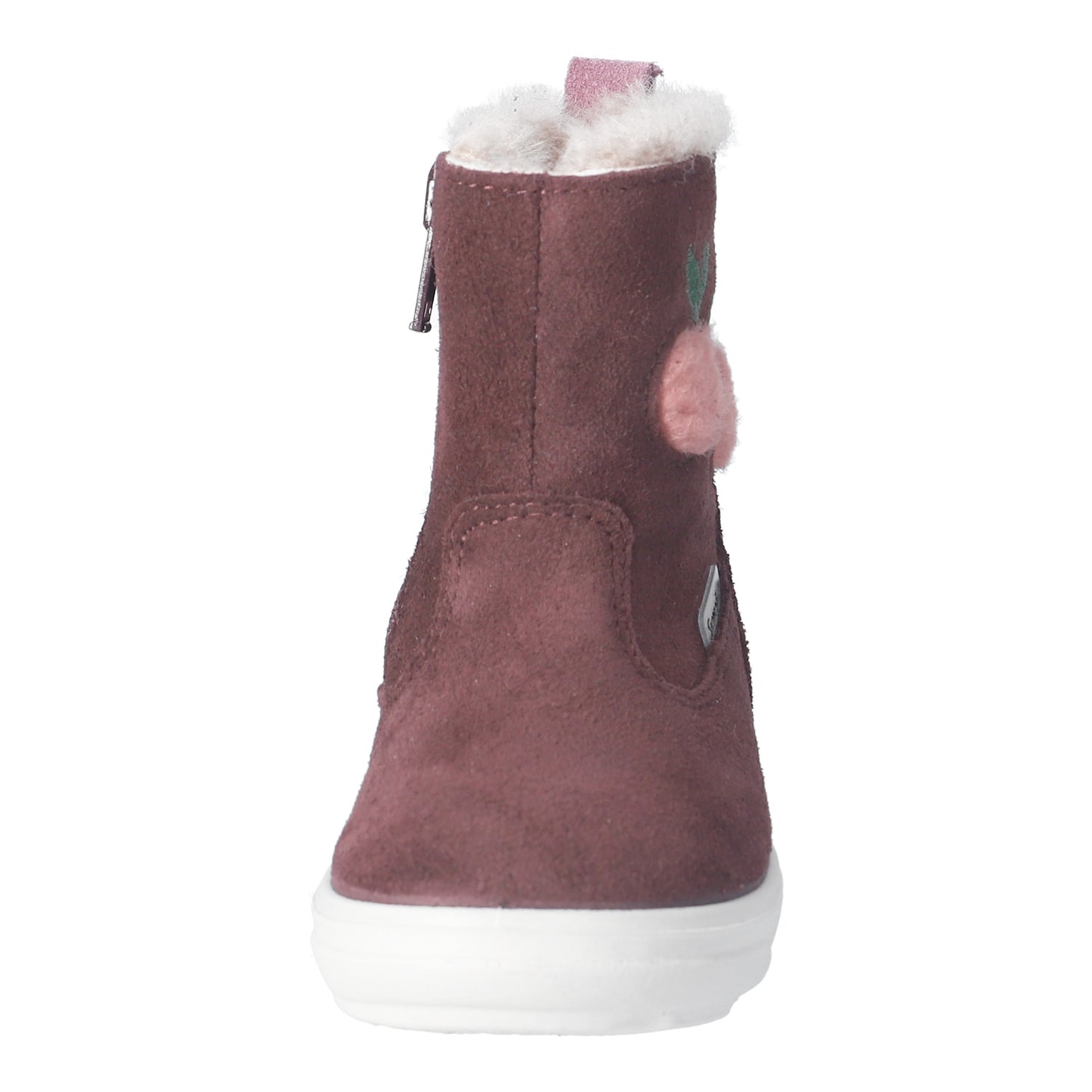 Cosy Dark Purple With Cherries Warm Lined Waterproof Zipped Boot