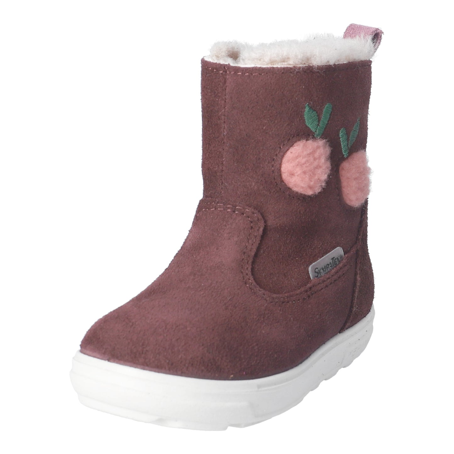 Cosy Dark Purple With Cherries Warm Lined Waterproof Zipped Boot
