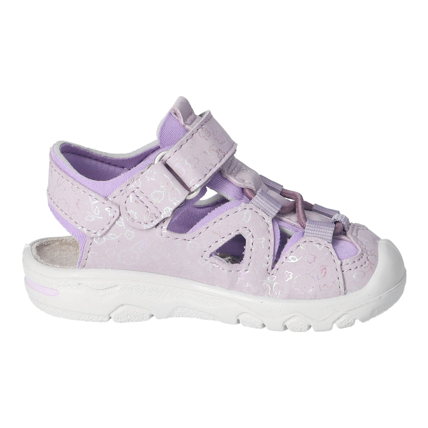 Gary Watersafe Washable Girls Sandal In Misty Pink And Silver Flowers