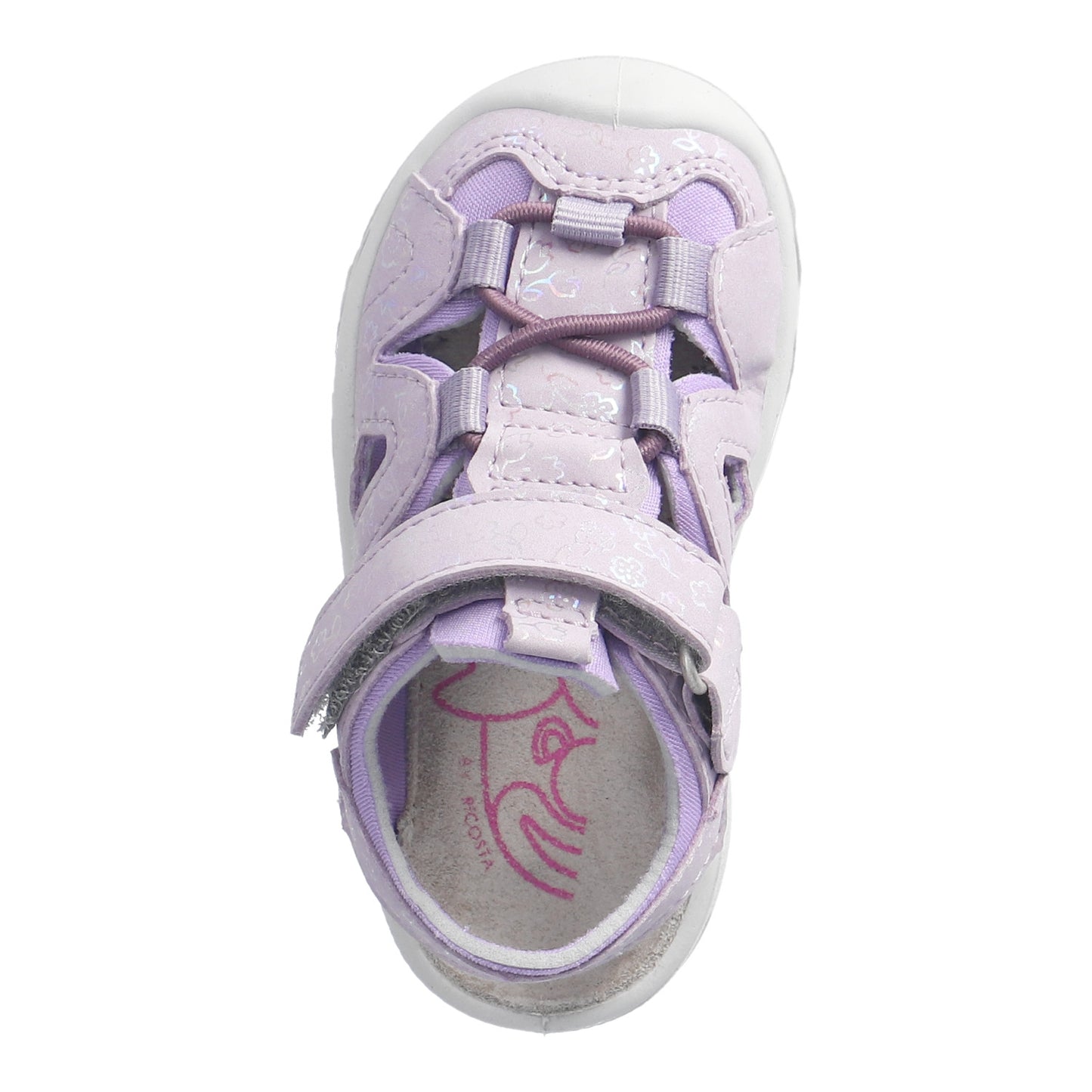 Gary Watersafe Washable Girls Sandal In Misty Pink And Silver Flowers