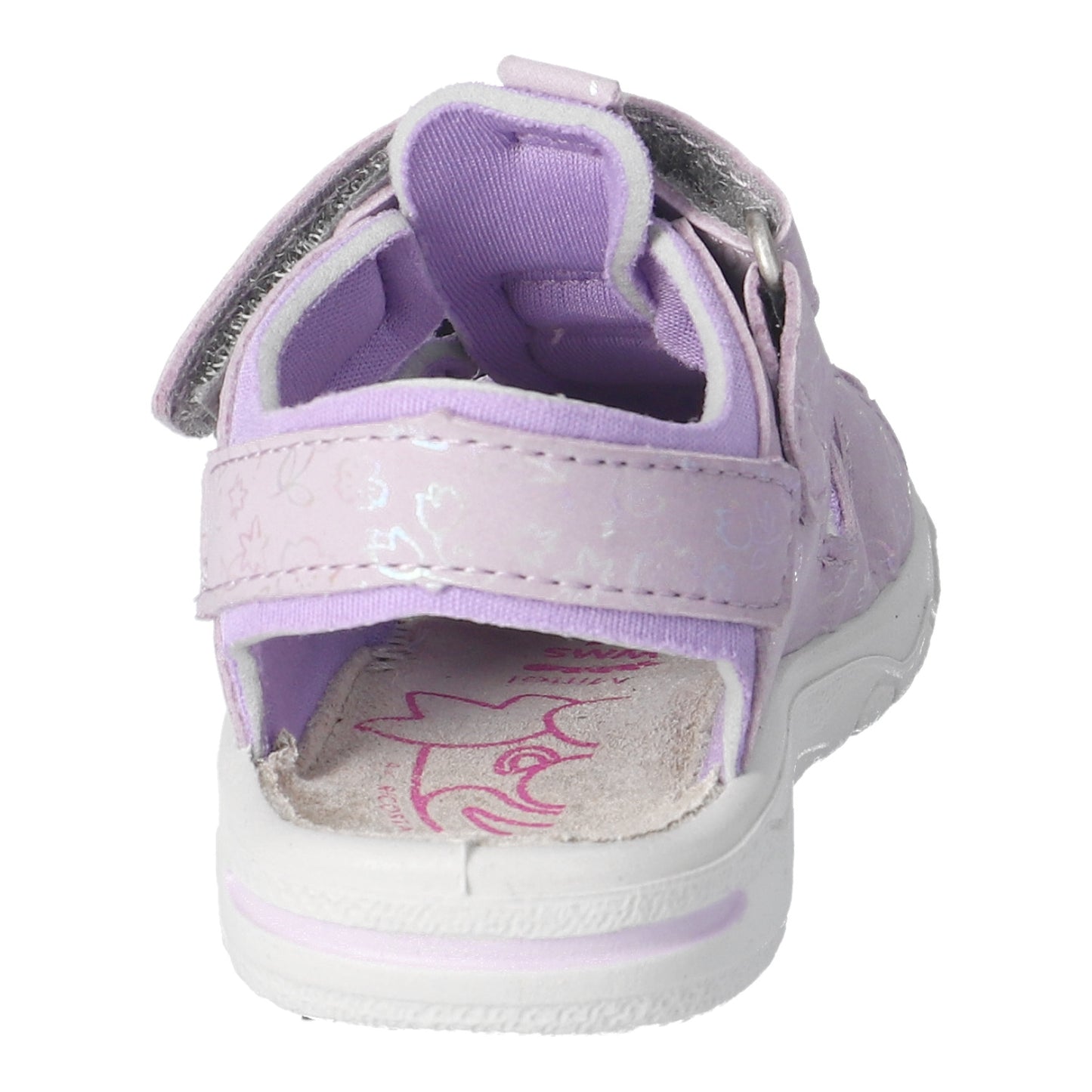 Gary Watersafe Washable Girls Sandal In Misty Pink And Silver Flowers