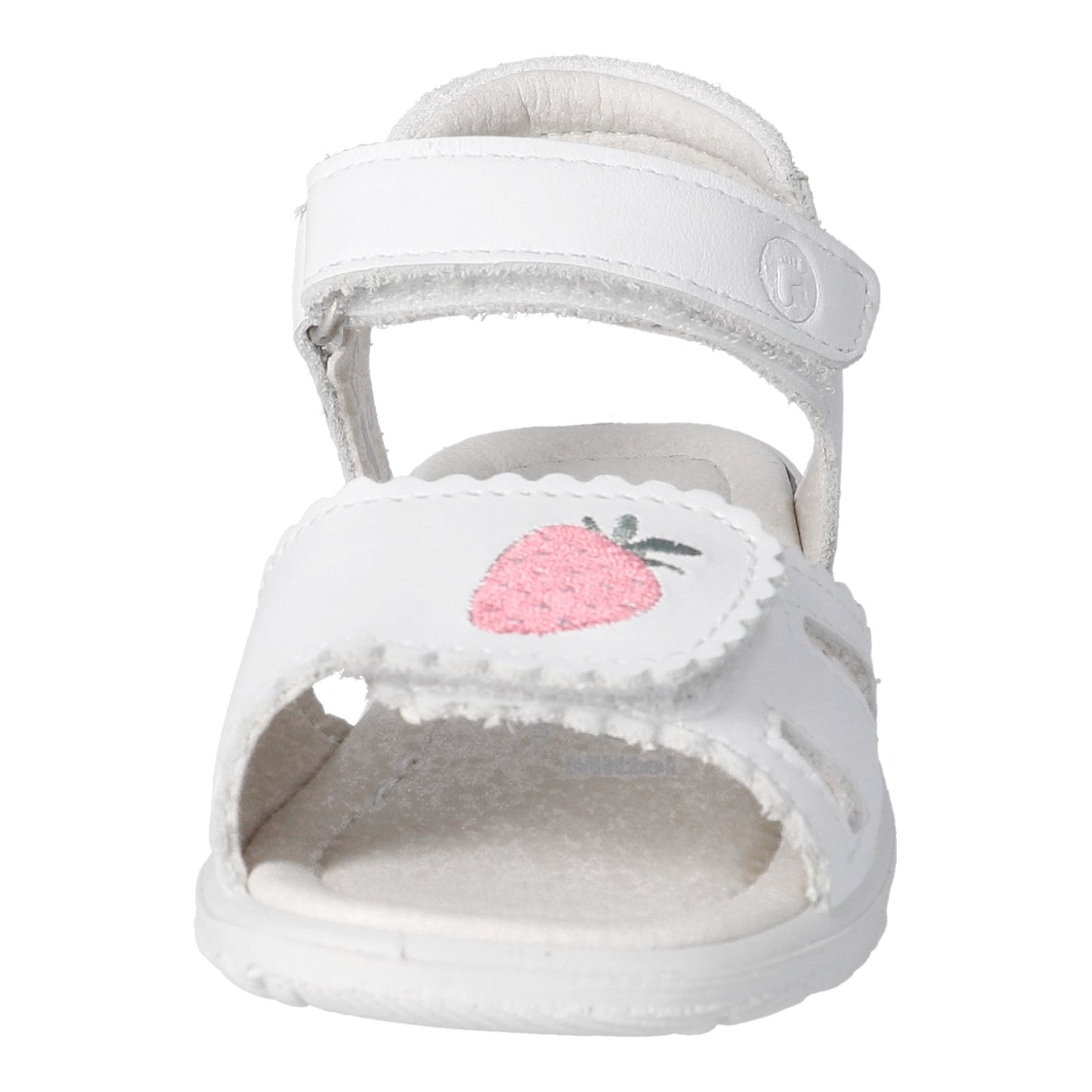 Mima White Leather Sandal With Strawberry Motif