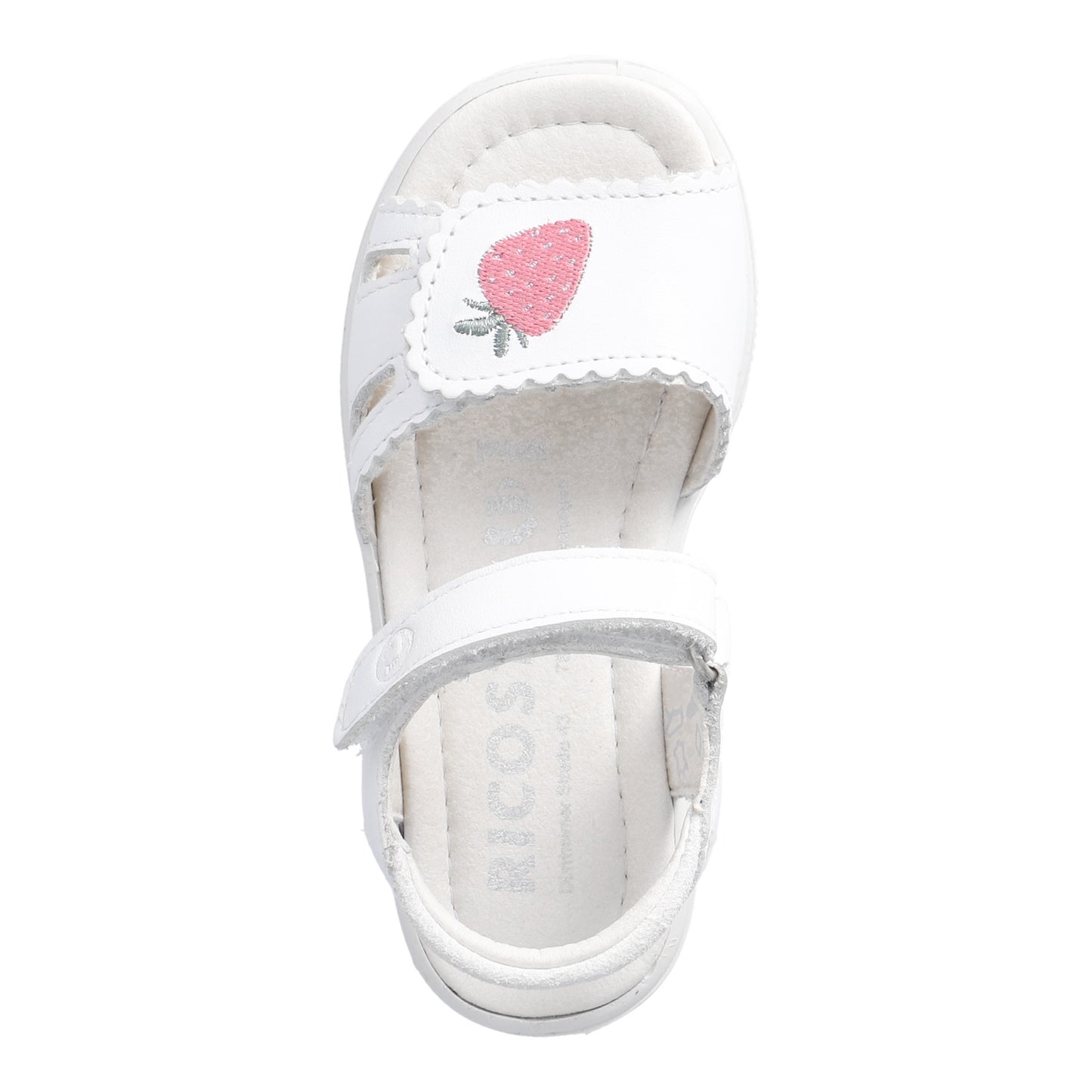 Mima White Leather Sandal With Strawberry Motif