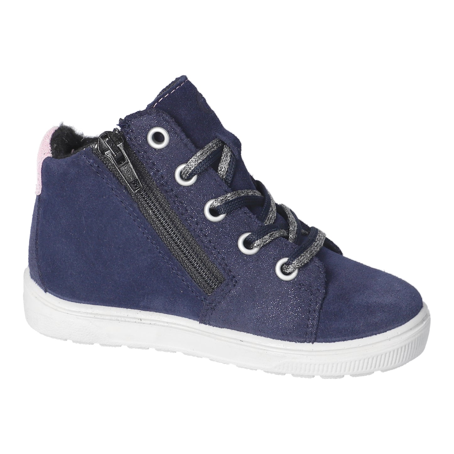 Melli Waterproof Warm Lined Zipped Navy Pink Sparkle High Top