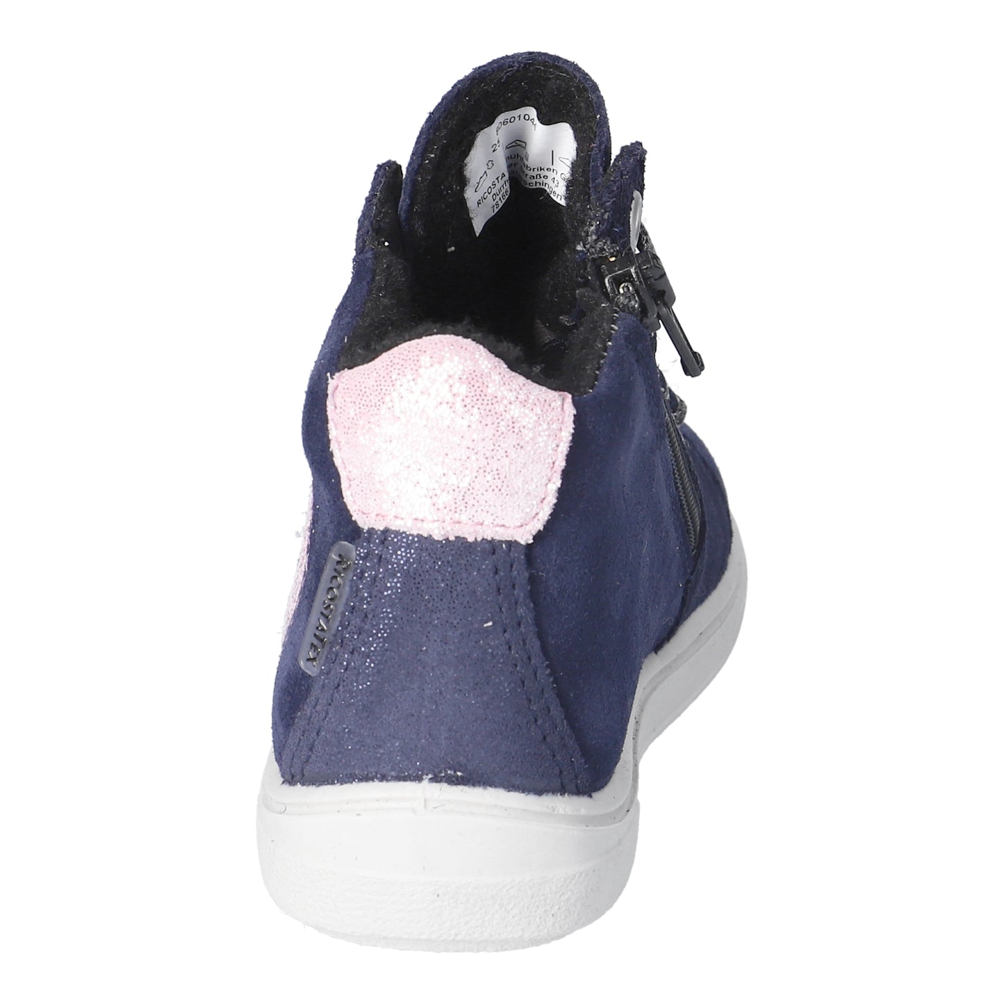 Melli Waterproof Warm Lined Zipped Navy Pink Sparkle High Top