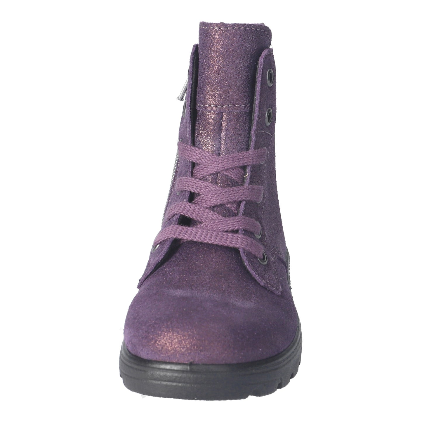 Anni Dark Purple Shine Waterproof Warm Lined Girls Lace And Zipped Boot