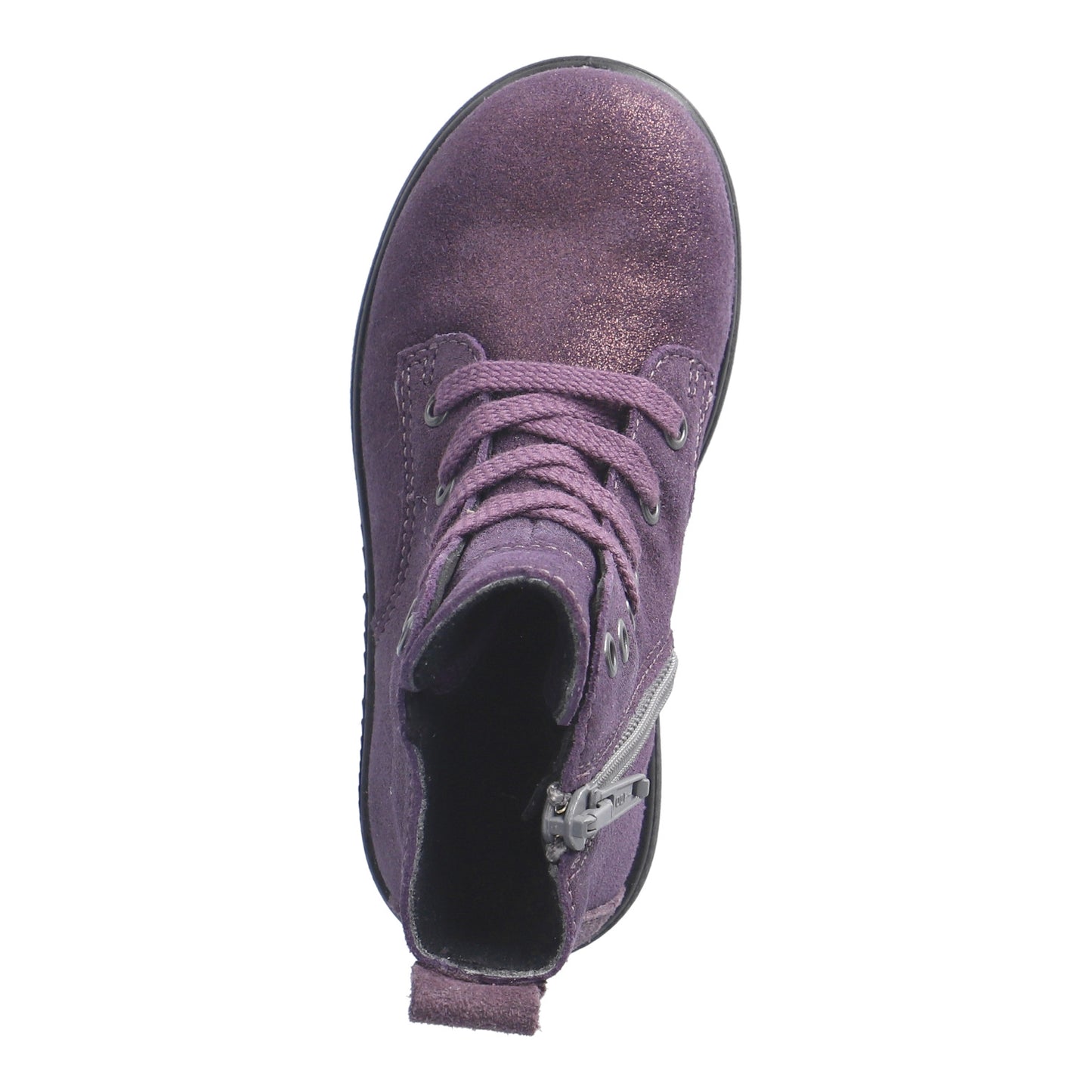 Anni Dark Purple Shine Waterproof Warm Lined Girls Lace And Zipped Boot