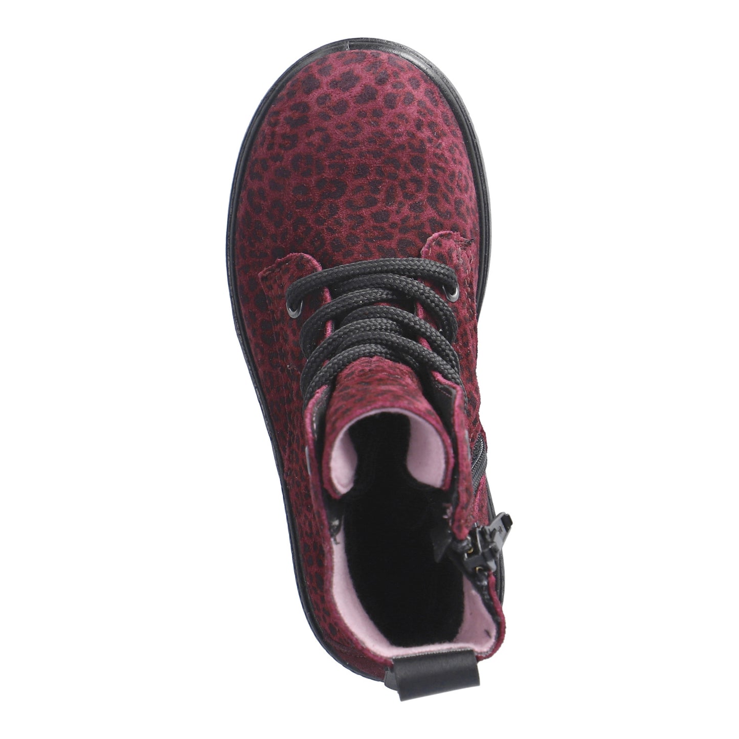 Anni Waterproof Warm Lined Girls Lace And Zipped Merlot Leopard Print Boot