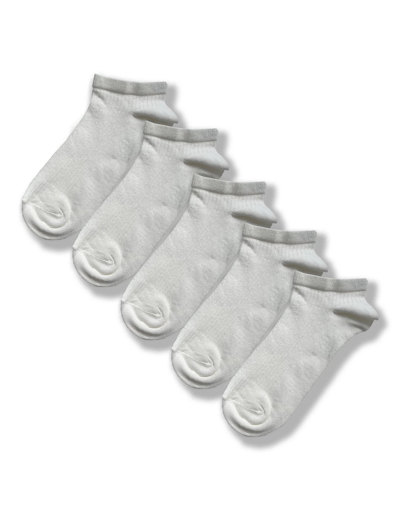 5pk Ladies Bamboo Trainer Liner Socks White