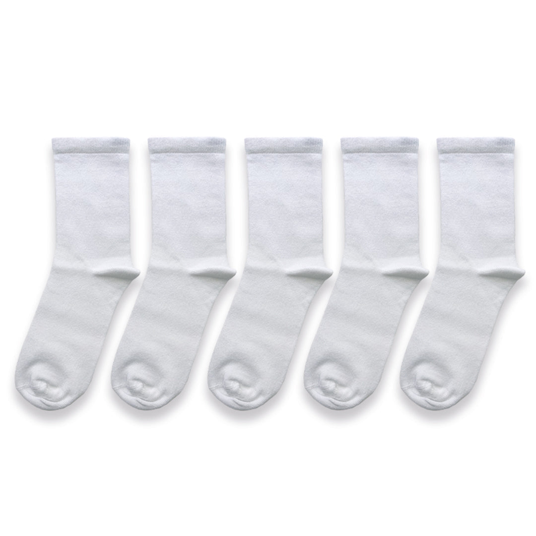 5pk Bamboo Ankle School Socks - White