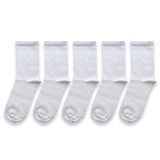 5pk Bamboo Ankle School Socks - White