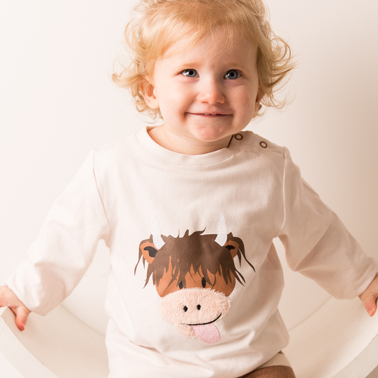 Neutral Hamish Cow Long Sleeve Top