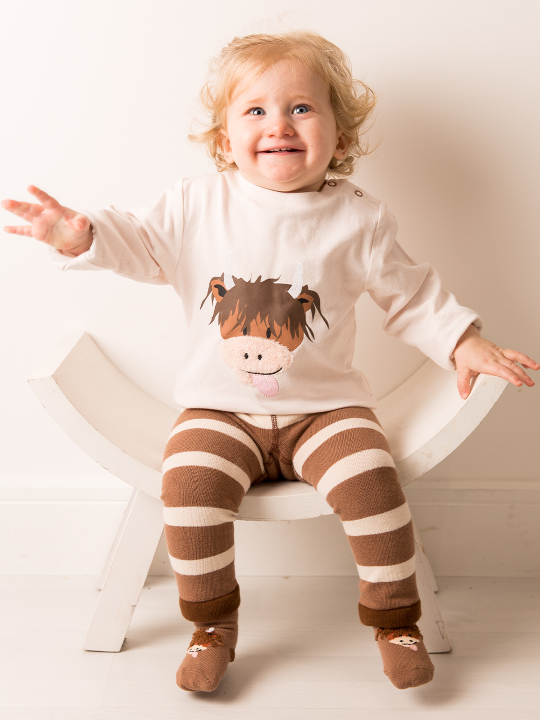 Neutral Hamish Cow Long Sleeve Top