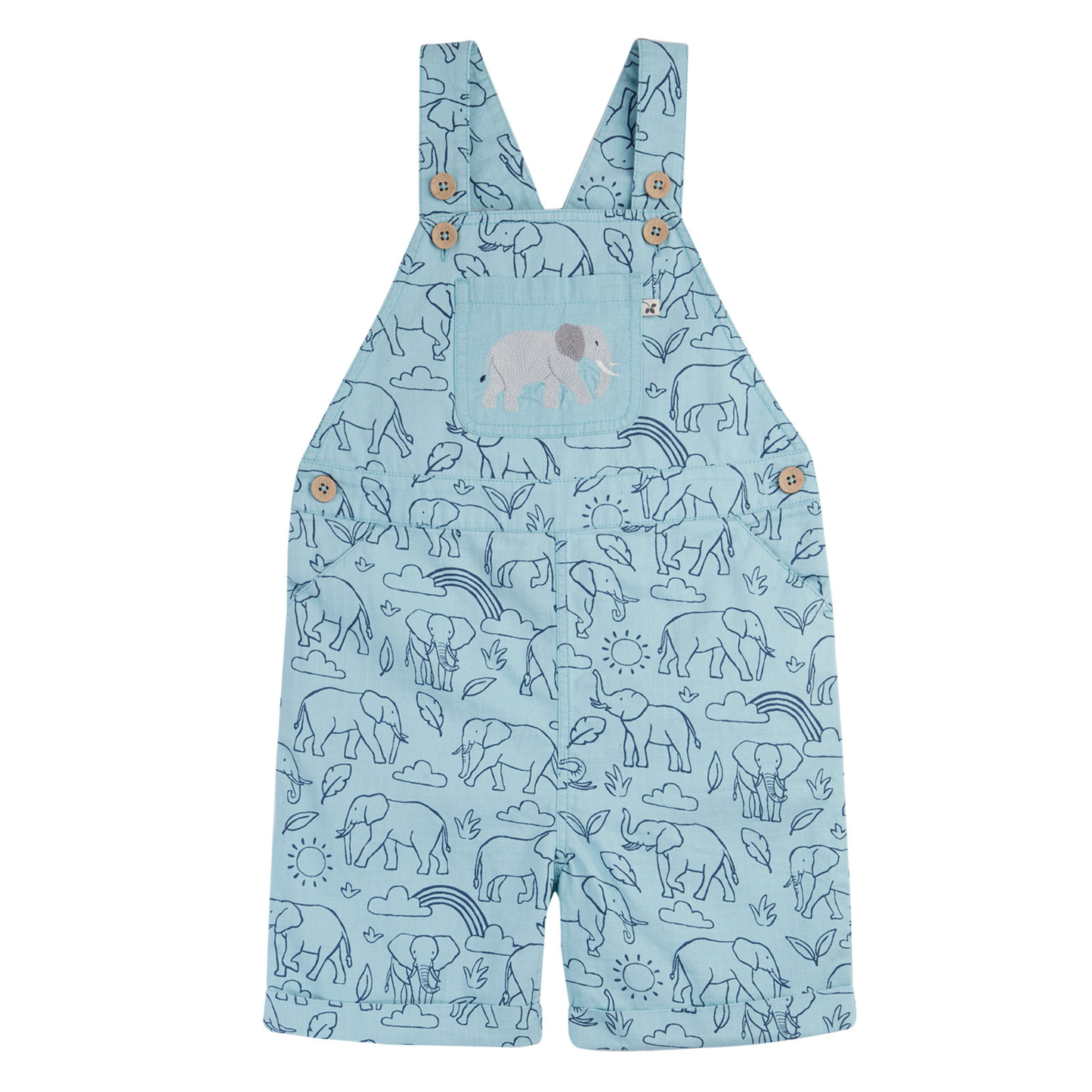 Matthew Short Dungarees Happy Herd Elephant Print