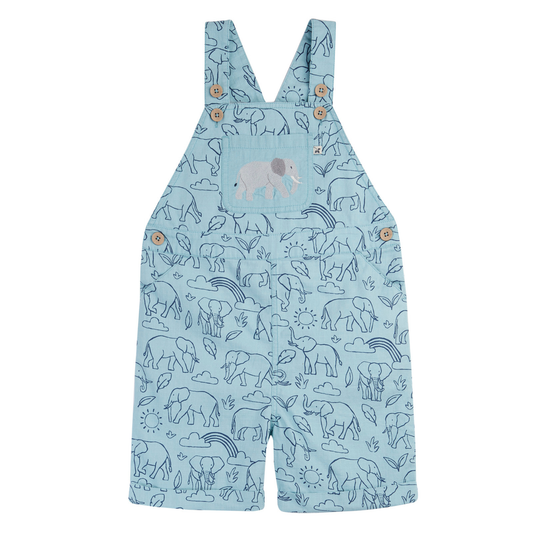 Matthew Short Dungarees Happy Herd Elephant Print