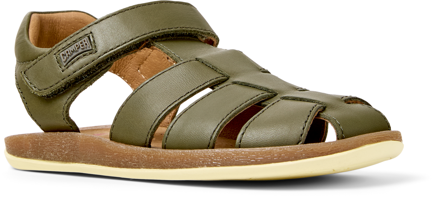 Bicho Kids Sage Green Leather Fishermans Style Sandal