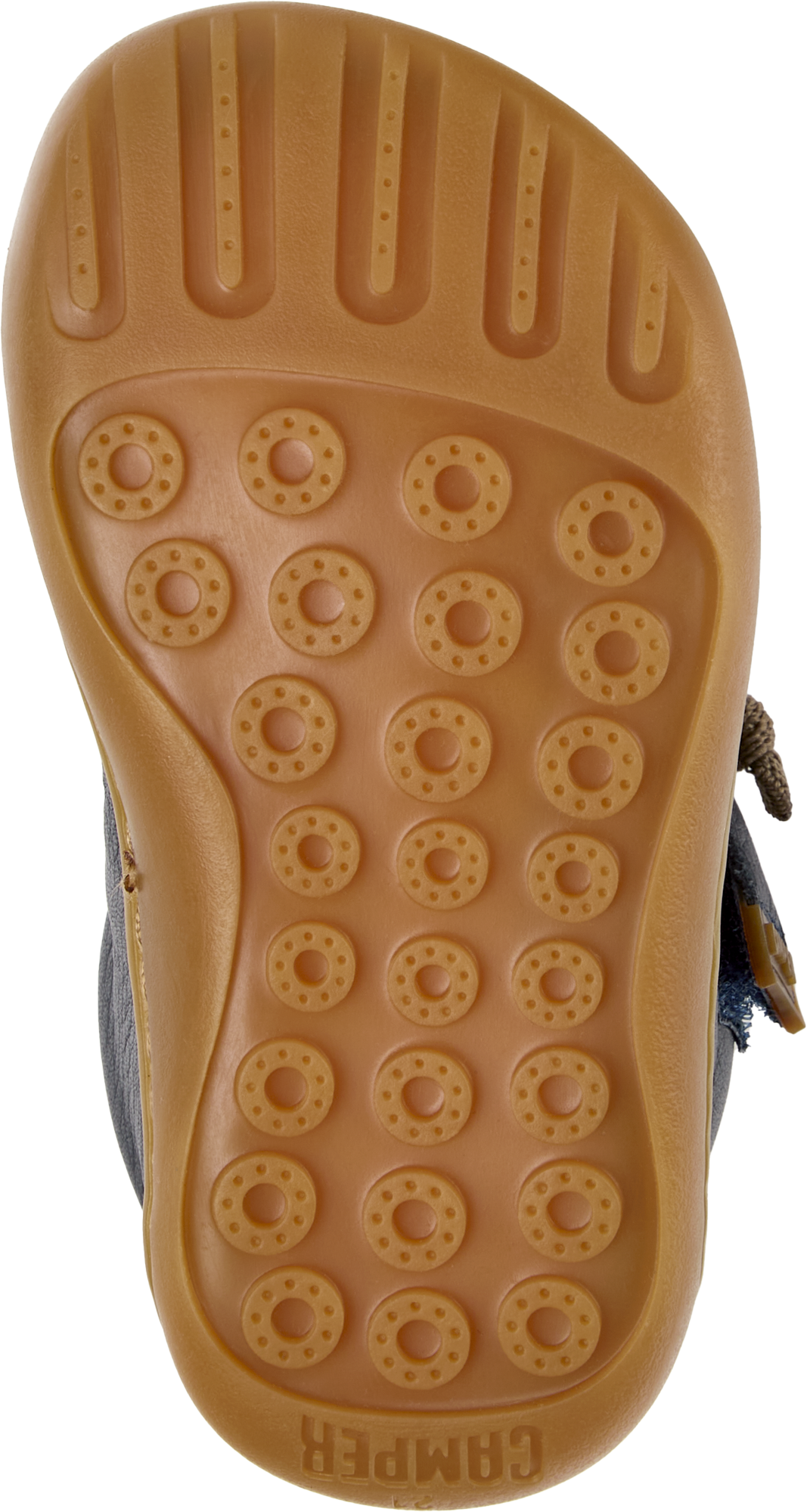 Peu Cami Blue Leather With Brown Elastic Lace First Walker Shoe