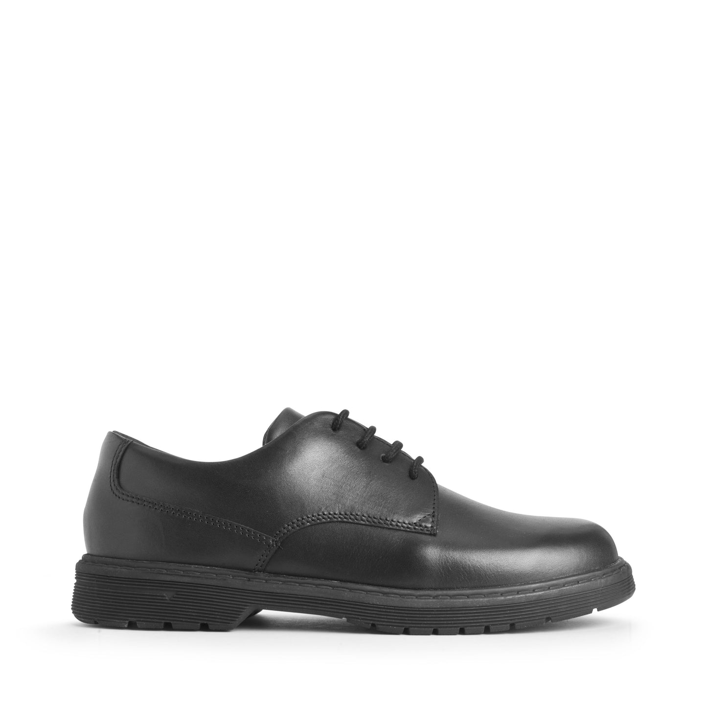 Rhino Glitch Black Leather Lace-up Senior Boys Shoe