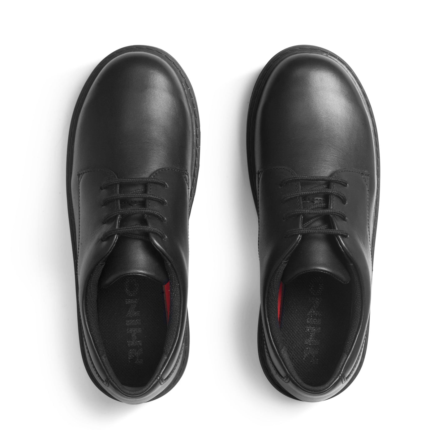 Rhino Glitch Black Leather Lace-up Senior Boys Shoe