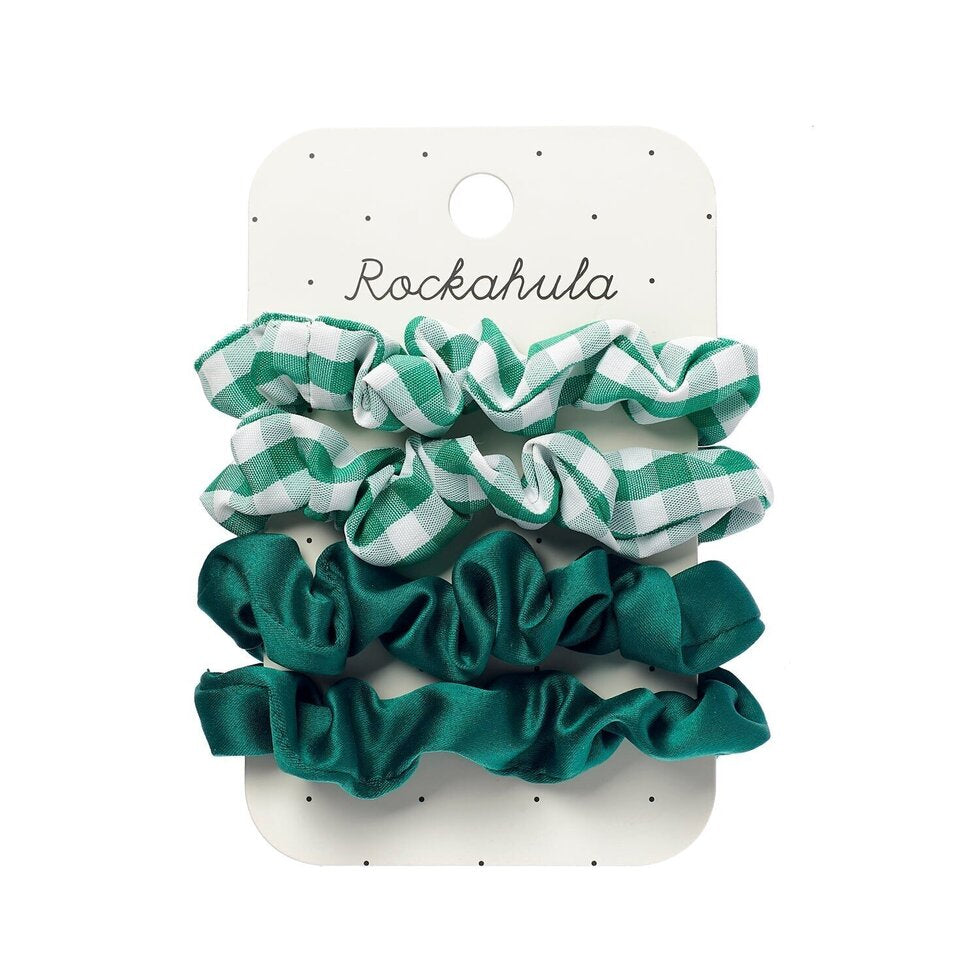 School Check and Satin Scrunchie Set