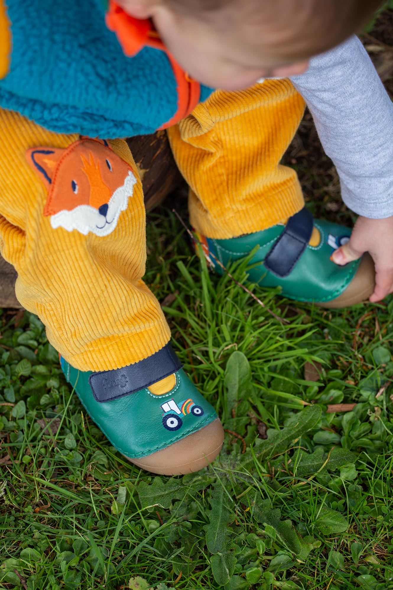 Fjord Tractor Holly Green Leather First Walker