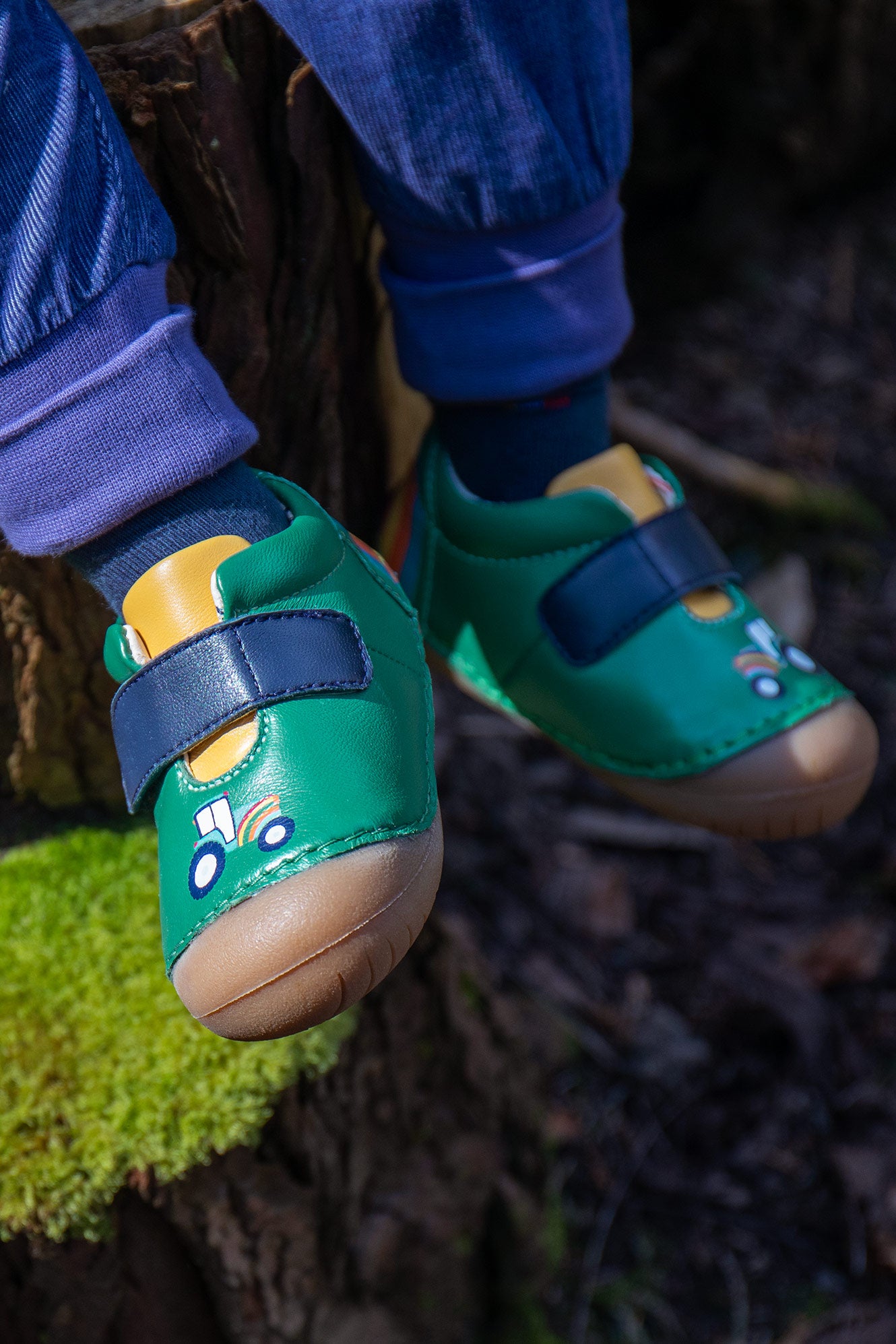 Fjord Tractor Holly Green Leather First Walker