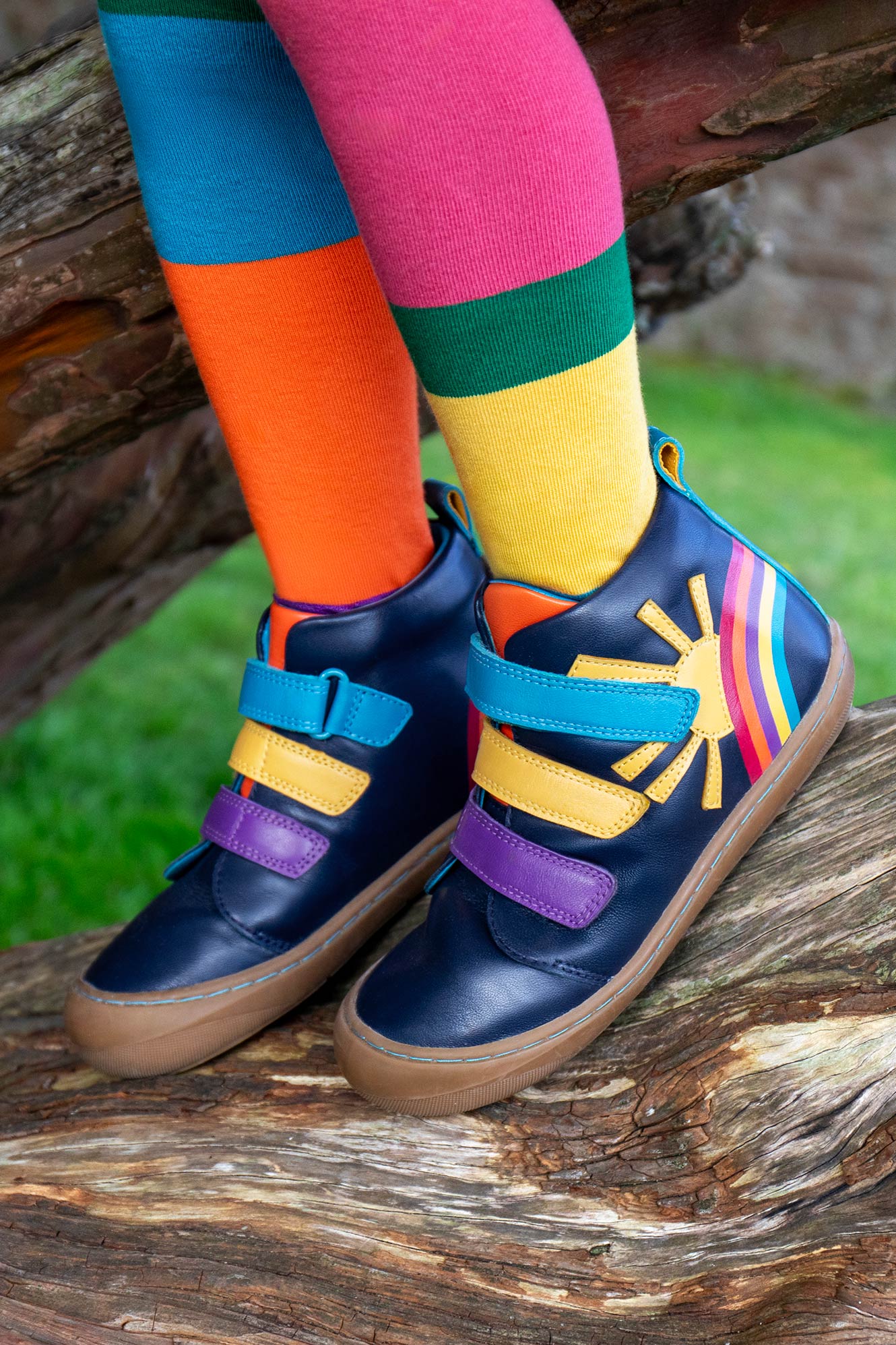 Meadow High Top Sunshine Navy Leather Shoe