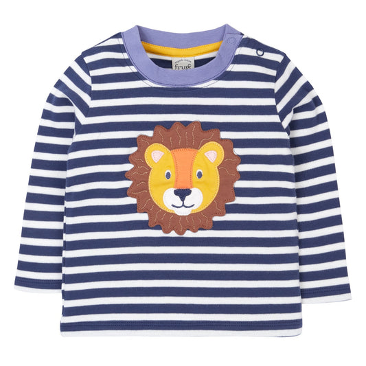 Discovery Appique Top Navy Stripe Lion