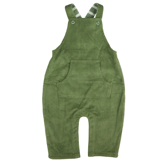 Baby Dungarees In Basil Green Cord