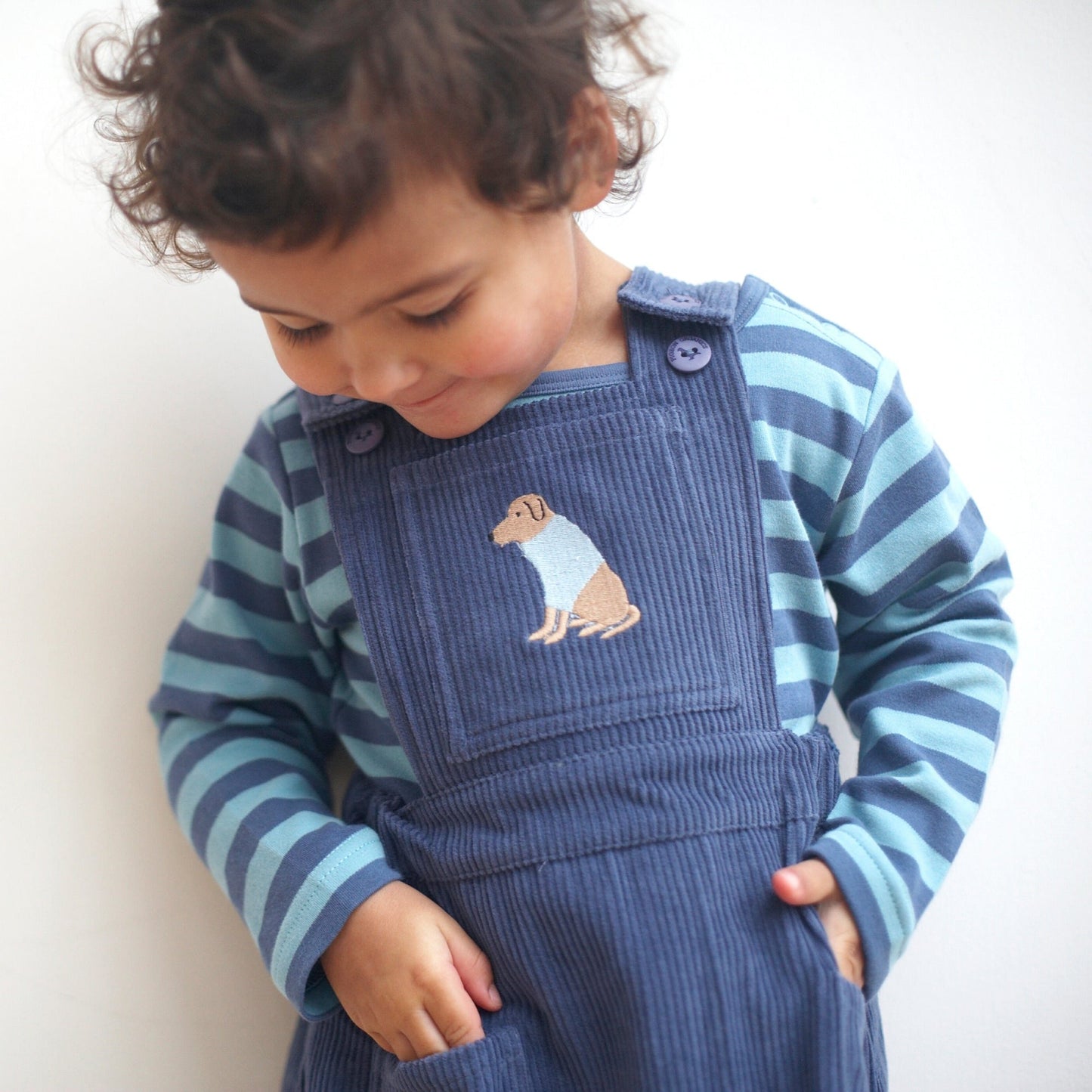 Pinafore Dress in Night Blue Corduroy