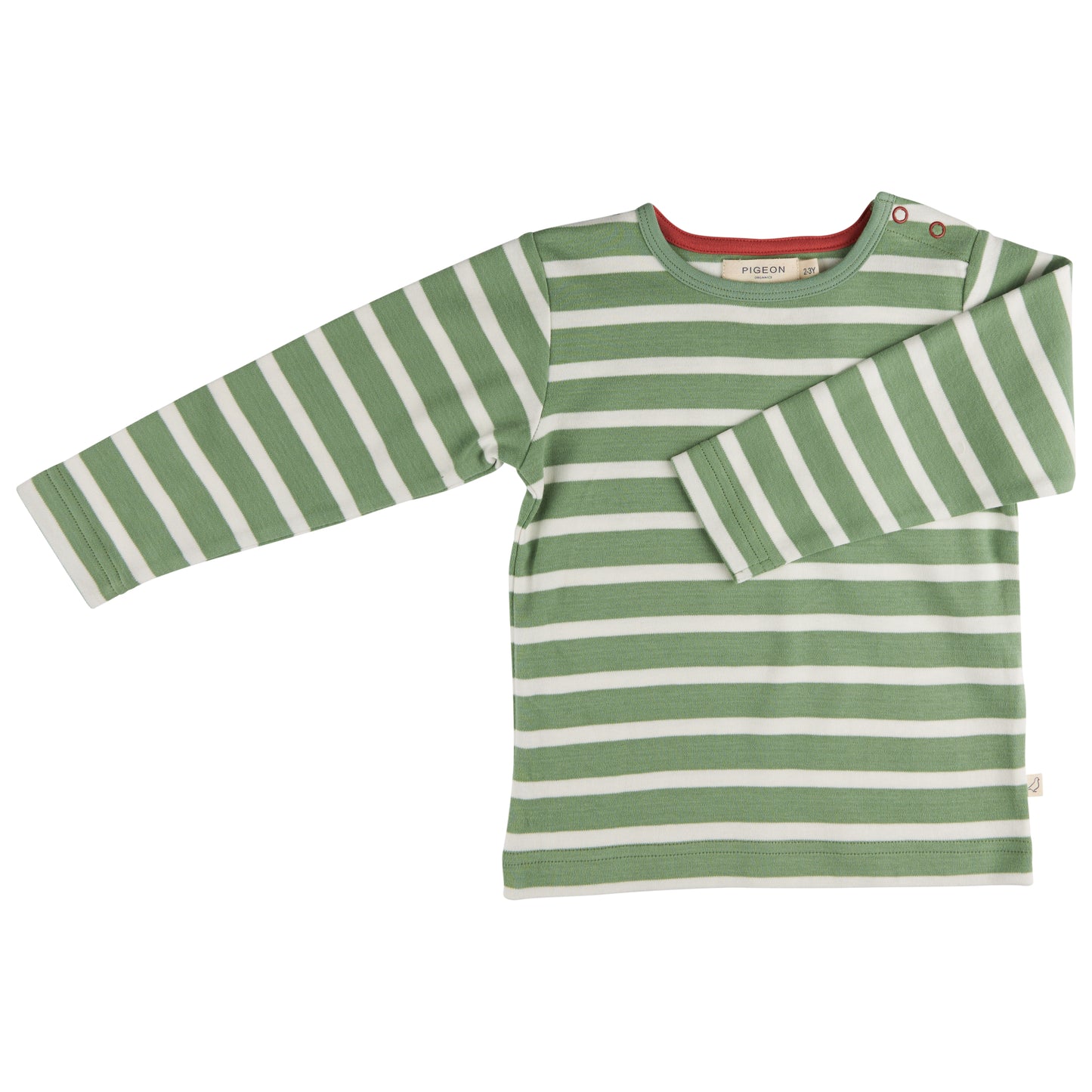 Long Sleeve T-Shirt Breton Stripe in Basil Green