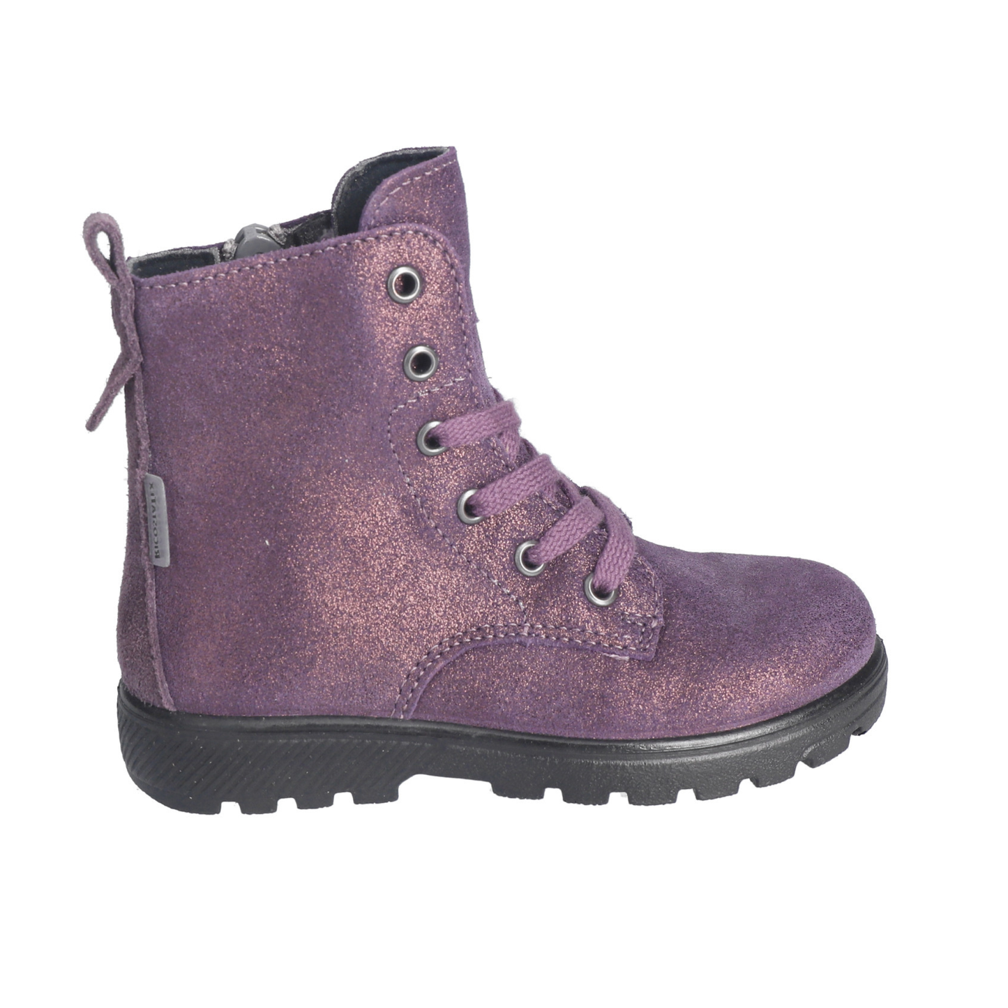 Anni Dark Purple Shine Waterproof Warm Lined Girls Lace And Zipped Boot