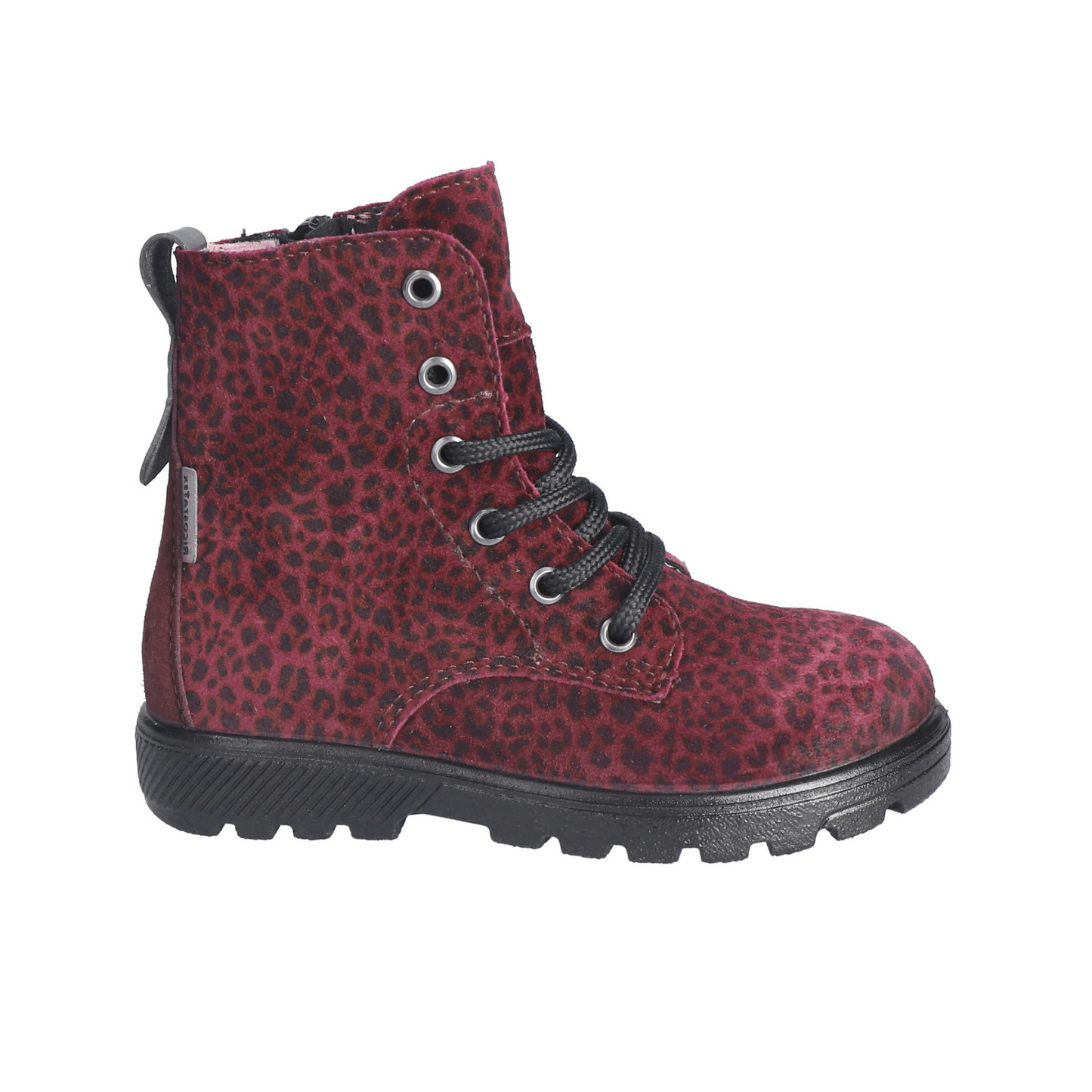 Anni Waterproof Warm Lined Girls Lace And Zipped Merlot Leopard Print Boot